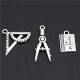 20pcs Metal Architect Compass Charms Silver Pendant for Student Jewelry
