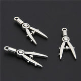 20pcs Metal Architect Compass Charms Silver Pendant for Student Jewelry