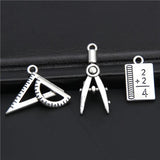 20pcs Metal Architect Compass Charms Silver Pendant for Student Jewelry