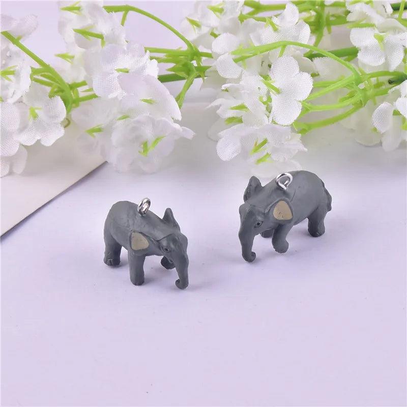 10pcs 3D Elephant Charms Pendant for DIY Jewelry Making Keychain Craft