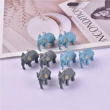 10pcs 3D Elephant Charms Pendant for DIY Jewelry Making Keychain Craft