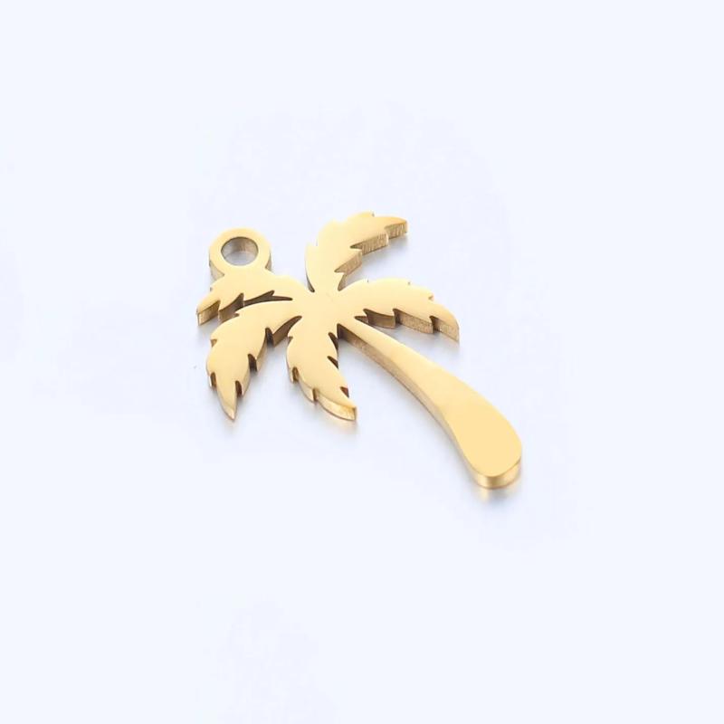 5Pcs Sweet Coconut Tree Palm Charms 12x18mm Stainless Steel Pendants for Jewelry