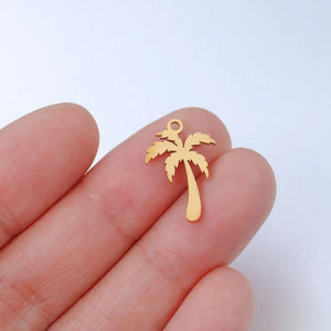 5Pcs Sweet Coconut Tree Palm Charms 12x18mm Stainless Steel Pendants for Jewelry