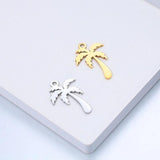 5Pcs Sweet Coconut Tree Palm Charms 12x18mm Stainless Steel Pendants for Jewelry
