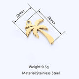 5Pcs Sweet Coconut Tree Palm Charms 12x18mm Stainless Steel Pendants for Jewelry