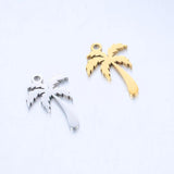5Pcs Sweet Coconut Tree Palm Charms 12x18mm Stainless Steel Pendants for Jewelry