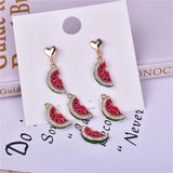 10pcs 3D Watermelon Enamel Charms Rhinestone Slice for DIY Jewelry Making