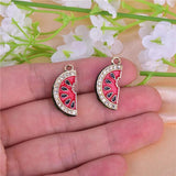 10pcs 3D Watermelon Enamel Charms Rhinestone Slice for DIY Jewelry Making