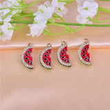 10pcs 3D Watermelon Enamel Charms Rhinestone Slice for DIY Jewelry Making
