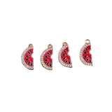 10pcs 3D Watermelon Enamel Charms Rhinestone Slice for DIY Jewelry Making