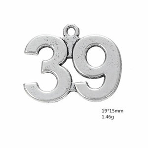Skyrim 20pcs 39-51 Number Charm Sliver Metal Pendant DIY for Necklace/ Bracelet