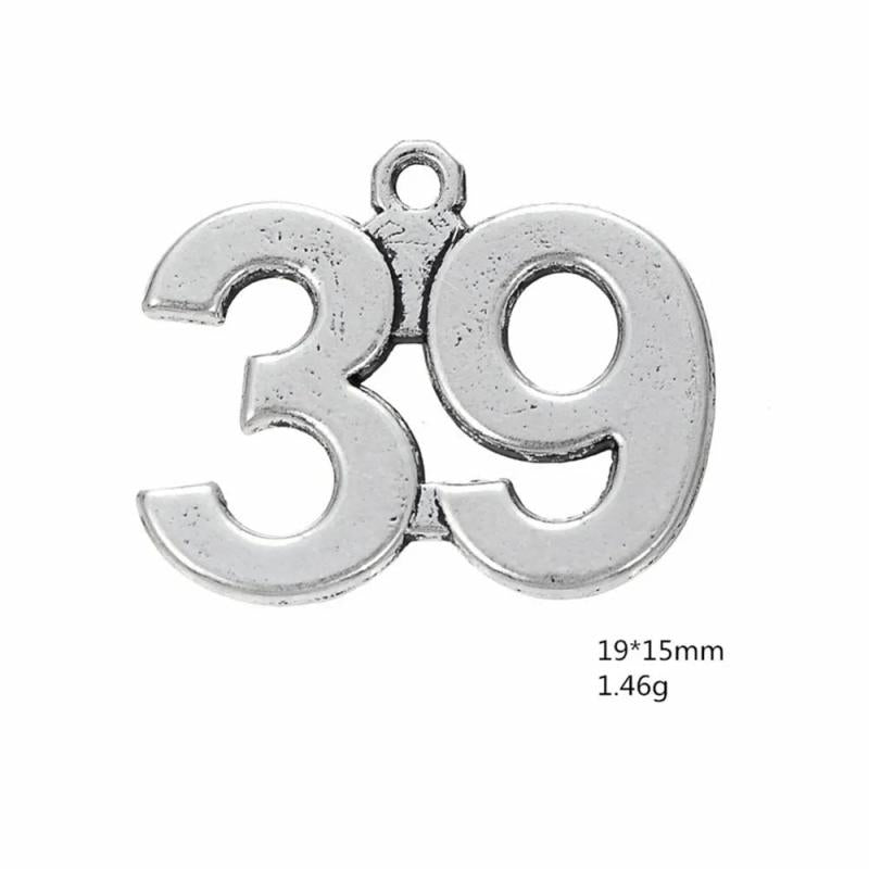 Skyrim 20pcs 39-51 Number Charm Sliver Metal Pendant DIY for Necklace/ Bracelet