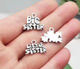 15pcs 18x16mm Antique Silver Big Middle Little Sister Charms Family Pendants