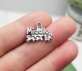 15pcs 18x16mm Antique Silver Big Middle Little Sister Charms Family Pendants