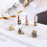 10pcs 3D Lipstick Mirror Enamel Charms Jewelry DIY