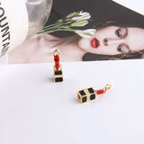 10pcs 3D Lipstick Mirror Enamel Charms Jewelry DIY