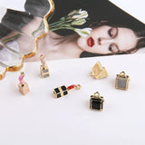 10pcs 3D Lipstick Mirror Enamel Charms Jewelry DIY