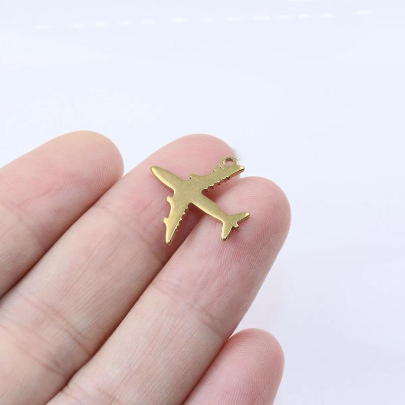 10pcs 20mm Stainless Steel Plane Charms Pendant DIY Necklace Bracelets