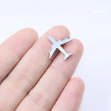 10pcs 20mm Stainless Steel Plane Charms Pendant DIY Necklace Bracelets
