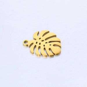 5Pcs/Lot Hollow Stainless Steel Palm Leaf Charms for Jewelry Making