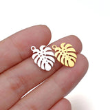 5Pcs/Lot Hollow Stainless Steel Palm Leaf Charms for Jewelry Making