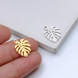 5Pcs/Lot Hollow Stainless Steel Palm Leaf Charms for Jewelry Making