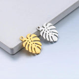 5Pcs/Lot Hollow Stainless Steel Palm Leaf Charms for Jewelry Making