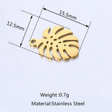 5Pcs/Lot Hollow Stainless Steel Palm Leaf Charms for Jewelry Making