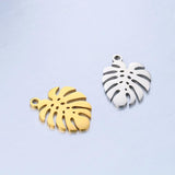 5Pcs/Lot Hollow Stainless Steel Palm Leaf Charms for Jewelry Making