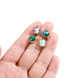 10pcs Stainless Steel 10mm Zircon Charms Pendant for DIY Jewelry Making