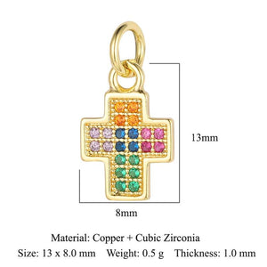 3pcs/Lot CZ Copper Girl Cross Charm Crown Pendant