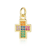 3pcs/Lot CZ Copper Girl Cross Charm Crown Pendant
