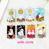 8Pcs Halloween Ghost Tarot Card Charms Acrylic Pendant DIY Making