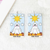 8Pcs Halloween Ghost Tarot Card Charms Acrylic Pendant DIY Making
