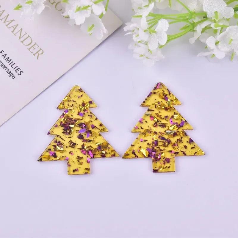 10pcs Star Christmas Tree Acrylic Charms for DIY Jewelry Making