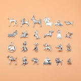 24pcs Antique Silver Dog Charms Collection for DIY Jewelry Making