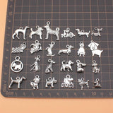 24pcs Antique Silver Dog Charms Collection for DIY Jewelry Making