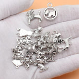 24pcs Antique Silver Dog Charms Collection for DIY Jewelry Making