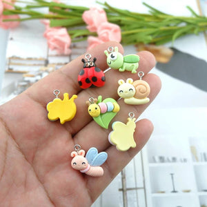Cartoon Bee Snail Ladybug Charms for Jewelry Making