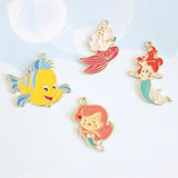 10Pcs Enamel Mermaid Charms for Jewelry Making Alloy Shell Starfish Pendant