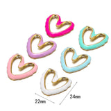 5pcs Stainless Steel Enamel Hollow Heart Charms for Jewelry Findings DIY