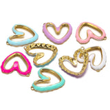 5pcs Stainless Steel Enamel Hollow Heart Charms for Jewelry Findings DIY