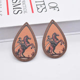 10pcs Sunset Cowboy Vintage Wood Earring Charms