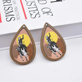 10pcs Sunset Cowboy Vintage Wood Earring Charms