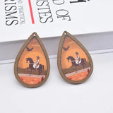 10pcs Sunset Cowboy Vintage Wood Earring Charms