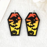 10 Pcs Halloween Charms Acrylic Coffin Ghost Bat Pendant DIY Jewelry Making