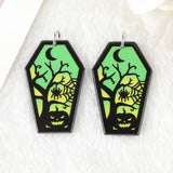 10 Pcs Halloween Charms Acrylic Coffin Ghost Bat Pendant DIY Jewelry Making