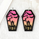 10 Pcs Halloween Charms Acrylic Coffin Ghost Bat Pendant DIY Jewelry Making