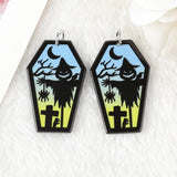 10 Pcs Halloween Charms Acrylic Coffin Ghost Bat Pendant DIY Jewelry Making