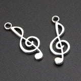 60pcs Silver Music Note Charms 25x10mm Pendant DIY Jewelry Making Accessories